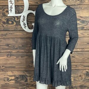 JODIFL | Heather Marled Knit Long Sleeve Dress‎ Ruched Babydoll Ruffle Dress